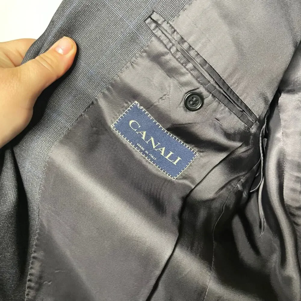 Canali grey 100% pure wool 2 buttons closure notch lapel sport jacket blazer